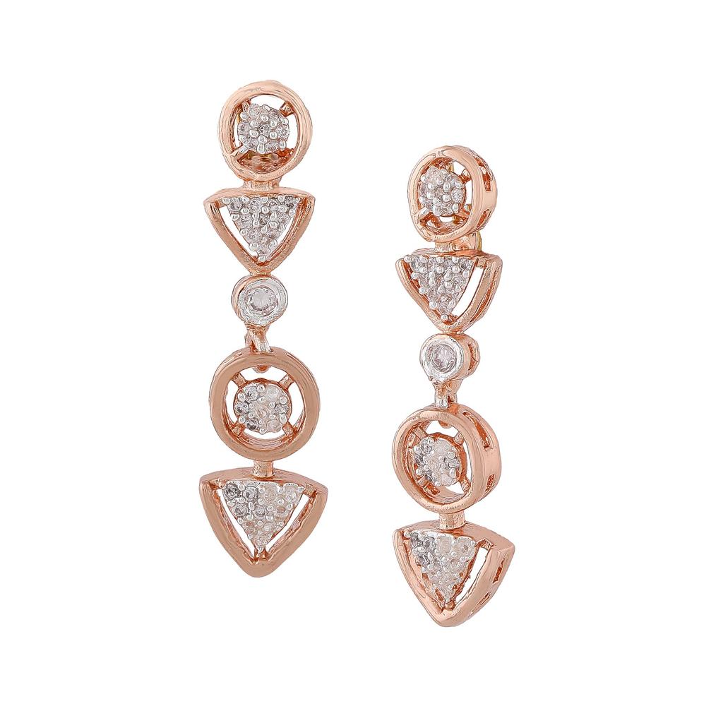Дизайнерские женские серьги Estele с геометрическим узором и покрытием из розового золота CZ