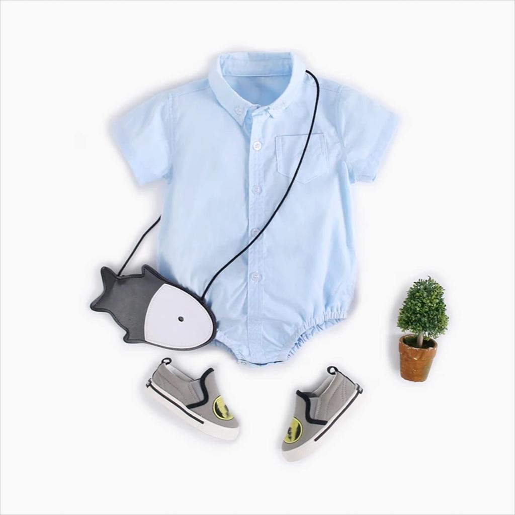 Misia Luxury Baby Romper Short Ages 18 Months Boy's Jumpsuit, Spring/Autumn, Sleeve, Button-Down, Cotton, Collared, 0-3, Blue, 9378,