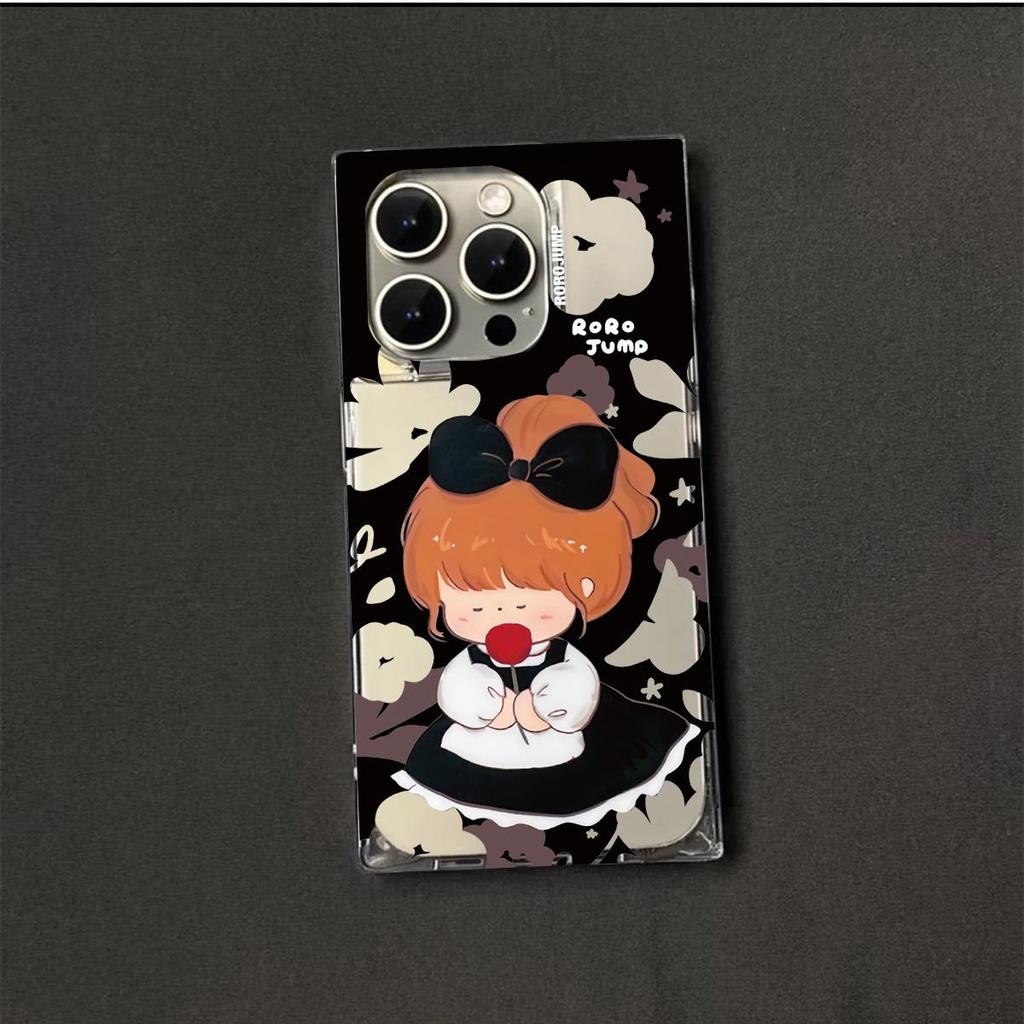 Clear Square Back Tube Case Protection For iPhone 14 Pro Max 15 Plus 11 16 ProMax 13 12 Anti-Oxygen,Cute Little Girl Pattern Casing
