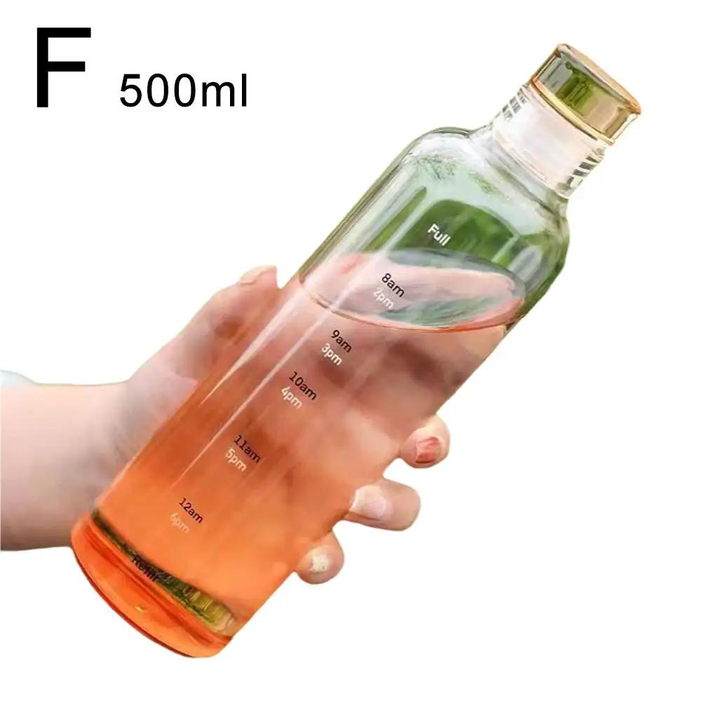 Time Scale Cup Transparent Plastic Leak-proof Simple Colorful Internet Coffee Milk Celebrity Water Break-resistant Drink Cu K0P2
