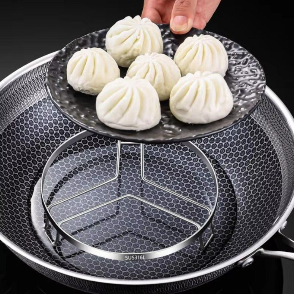 New Stainless Steel Steamer Rack Non-Slip Stackable Pot Rack Thickened Pot Mat Kitchen Cookware Stove Storage Rack