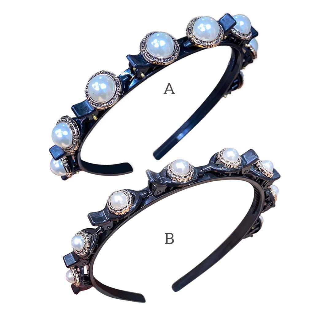 Двухслойная повязка на голову Жемчужная Свадебная Костюмированная Вечеринка для Девочек Ободок для Волос с Зажимом Модная Бижутерия Подарок на День Рождения Прическа