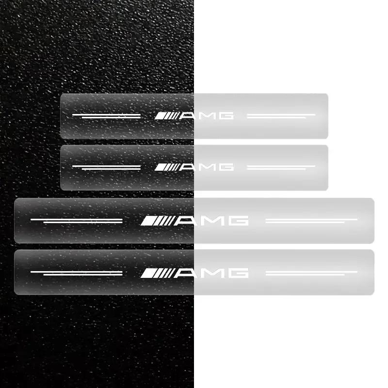 AABIG1 4PCS Car Threshold Protector Transparent Decorative Badge Sticker For Mercedes Benz E260 E200 E300 W205 W212 W166 W176 W242