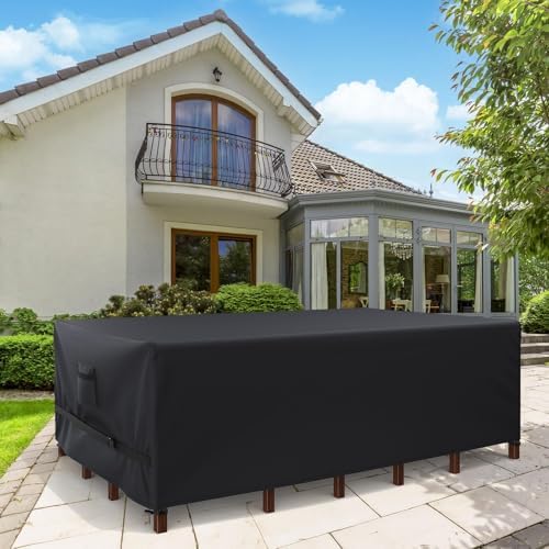 Rurbeder Garden Furniture Cover Waterproof 600D Oxford Outdoor Sofa Table Cover Black