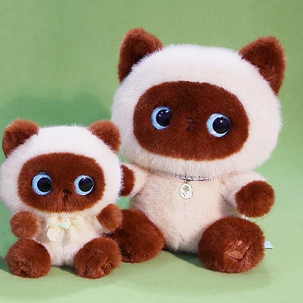 Мягкие игрушки Черный кот Плюшевая игрушка Кавайный кот Настольная кукла Креативная сиамская кошка Кукла Детские подарки