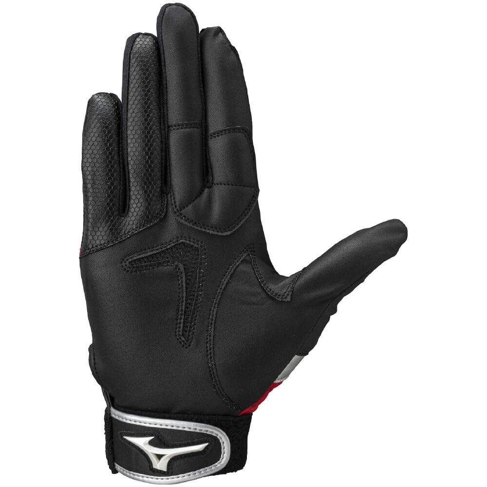 MIZUNO Size Baseball/Softball Gloves, Junior, Right-Handed, 1EJEY331, JM, Black/Red/Silver