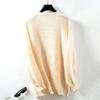 Autumn Winter Vintage Loose Long Sleeve Top Solid Color Cardigan Knitwear V-Neck Sweater
