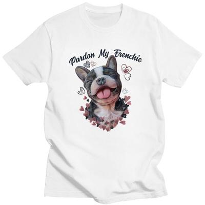 Мужские футболки с принтом 'Pardon My Frenchie' (Извините за мой французский бульдог) из 100% хлопка, с коротким рукавом, повседневные