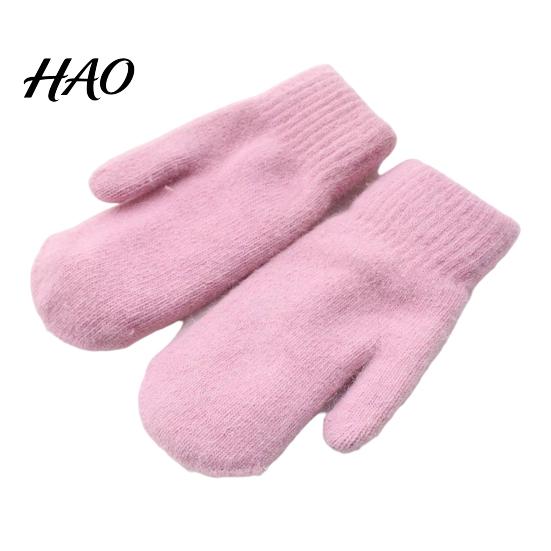 Windproof Outdoor Play Mittens 1 Pair Winter Warm for Women, Cold Weather Soft Plush Knit Kids Essential Gear Gloves with Thick Lining And Elastic Rib
