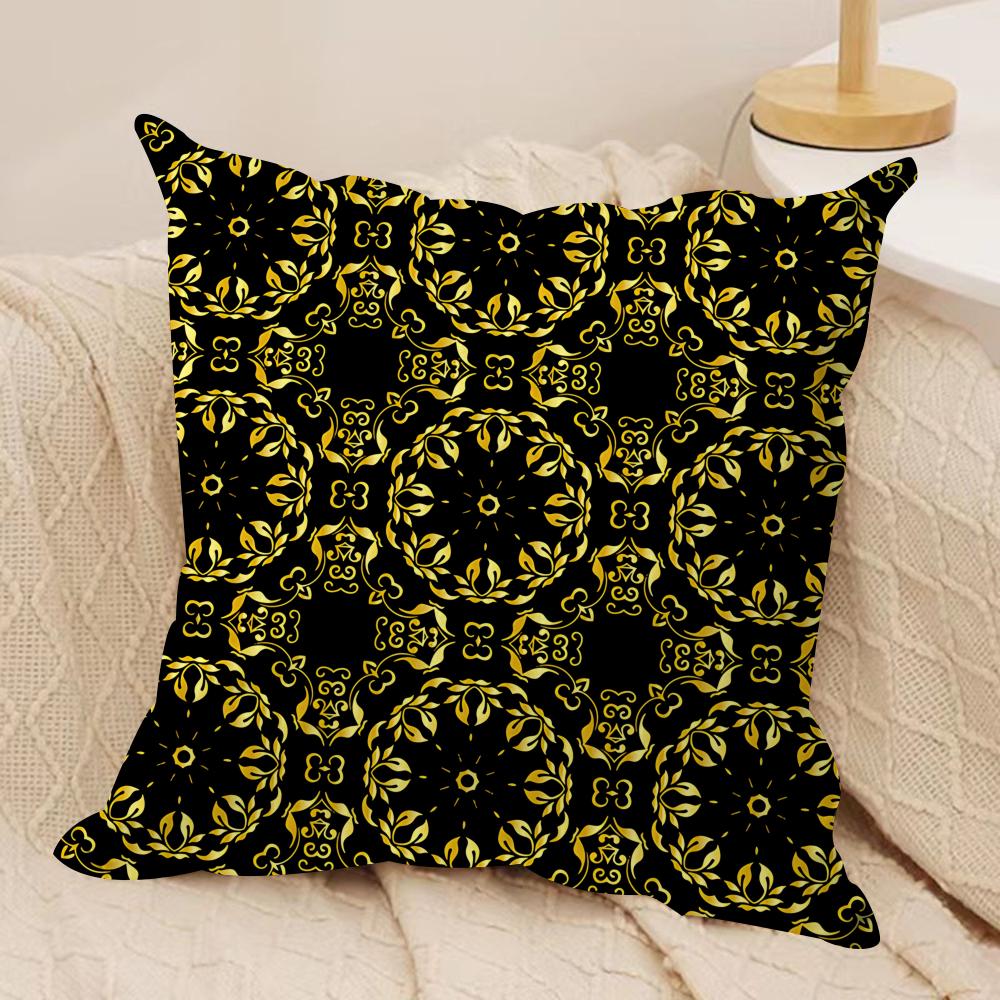 Gold European Style Retro Cushion Cover Silky Short Plush Invisible Zipper Dustproof Sofa Pillow Case for Home Decor