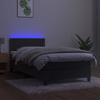 Vidaxl Łóżko Kontynentalne Z Materacem I Led, Szary Aksamit, 90X190 Cm