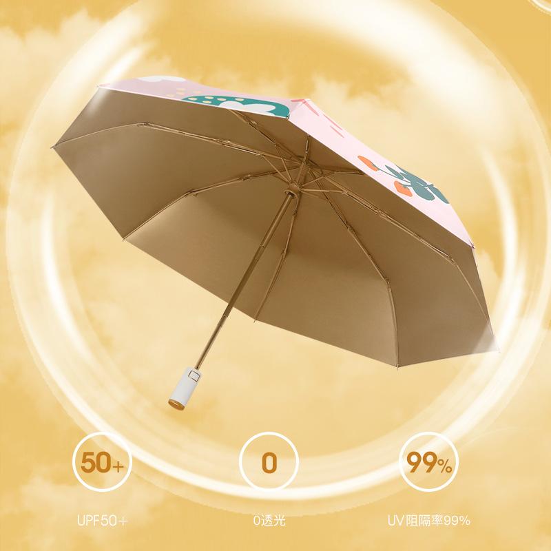 Tri-fold Automatic Folding Umbrella Vinyl Sunscreen UV Protection Sun Umbrella Korean Female Personality Creative Small Fresh