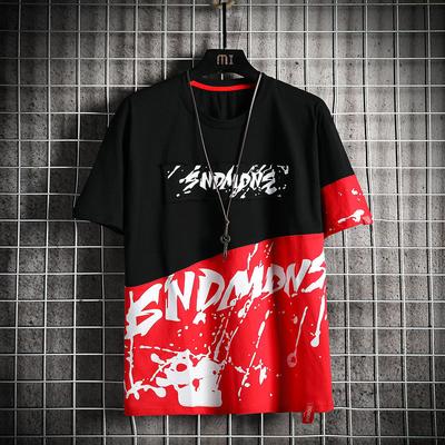 Мужская летняя футболка с круглым вырезом больших размеров, повседневная футболка с коротким рукавом, летняя с коротким рукавом с буквенным принтом