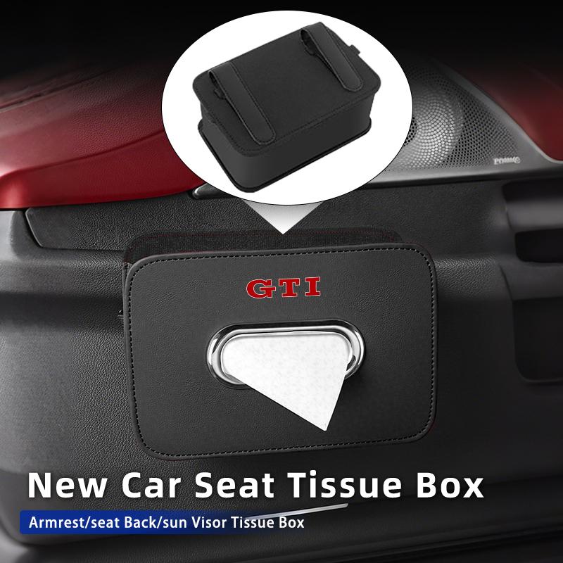 LEG1 Car Tissue Box Holder Leather Auto Seat Back Hanging Tissue Box For Volkswagen VW Golf 4 6 7 GTI Tiguan B5 B6 B7 Jetta MK5 MK6
