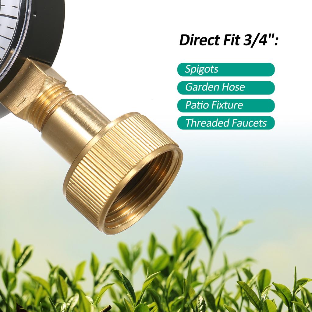 Lepmerk 2- 1/2'' Pressure Gauge Water Pressure Test Gauge 3/4'' Female Hose Thread 0-200 PSI with Red Pointer High Precision