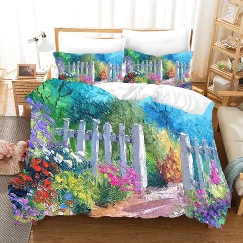 Comforter Oil Painting Flower Bed Decoration First Choice Gift Suitable For Children Boys Girls And Adults Soft Breathable