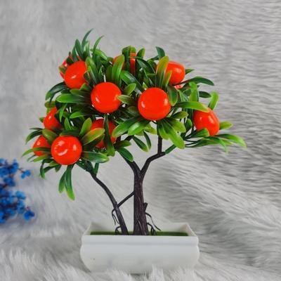 1 шт. Искусственное оранжевое дерево бонсай с горшком - цветочное украшение для домашнего декора, новое