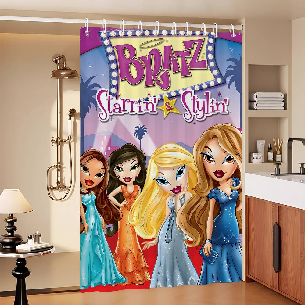 Кукла Братц Классическая Занавеска для Душа, Декоративная Занавеска для Душа для Ванной Комнаты, Водонепроницаемая Занавеска для Душа с Крючками