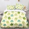 Комплект пододеяльников с изображением лягушки, милый мультяшный узор лягушки Kawaii, размер King Queen, полиэстер, чехол с наволочкой для детей и девочек
