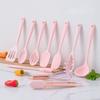 Lovely Pink Silicone Kitchenware Set Spatula Oil Brush Pasta Server Slotted Spoon Set Heat-Resistant Non-Stick Utensils Set For Baking Cooking