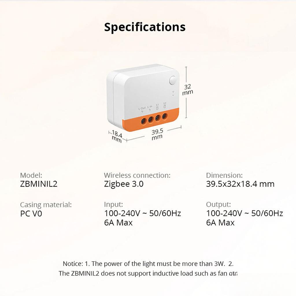 SONOFF ZBMINIL2 ZigBee Smart Switch L2 Single Fire Dual Control Intelligent Pass Through Module Mobile Remote Voice Control Switch 6A 1440W Bi Direct