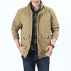 Men's Spring and Autumn Men's Casual Jackets Stand Collar Multi-Pocket Dad Jackets Thin Tops