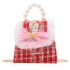 Stylish And Cute Red Pearl Handbag For Girls Featuring Adorable Butterfly Bow Accent