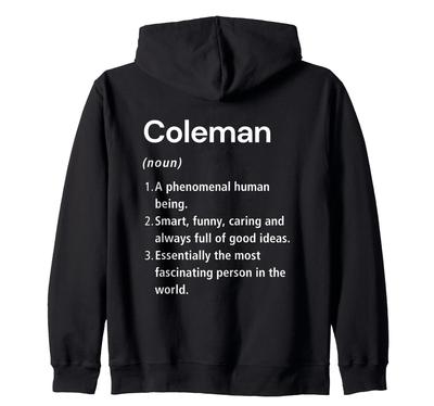 Смешной словарь свитшот на молнии с определением имени Coleman