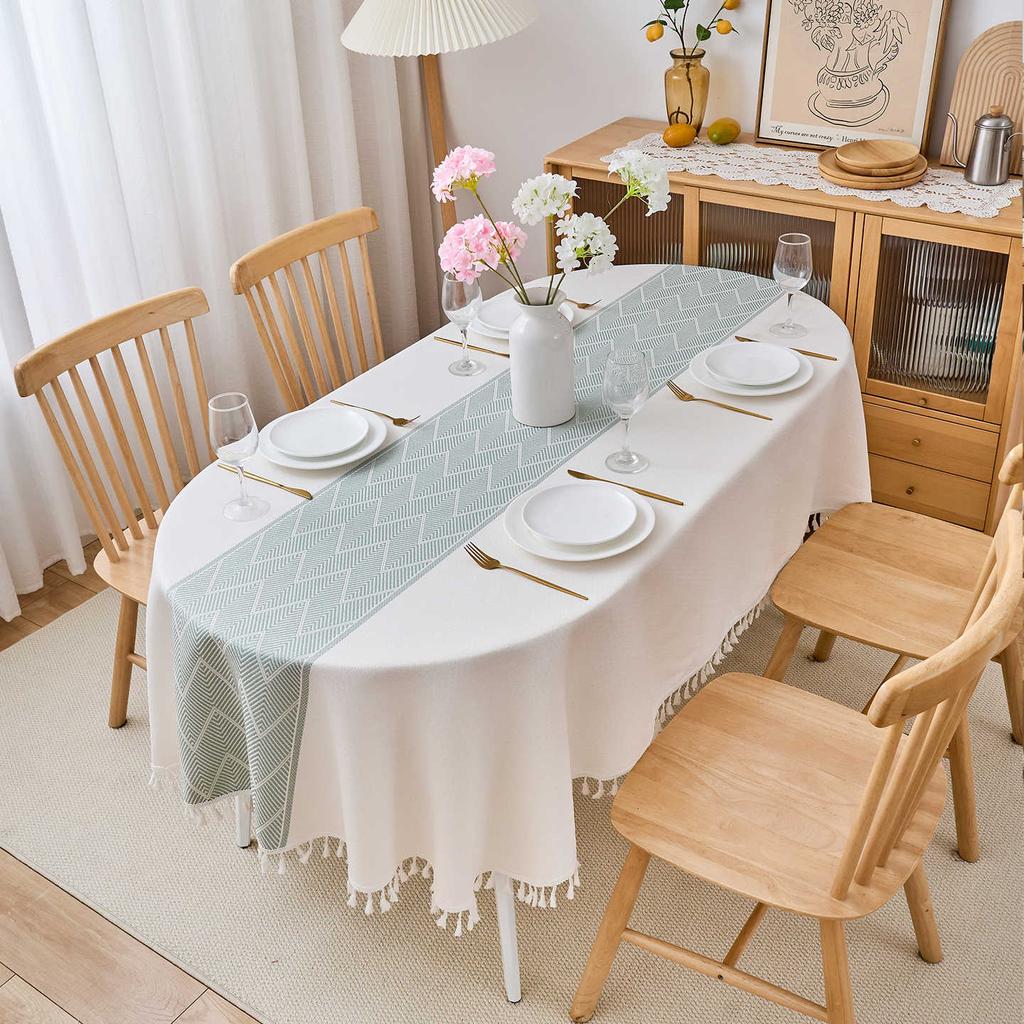 Овальная скатерть Водонепроницаемая ткань Скатерть для обеденного стола Чехол Ткань Легкая Роскошь Высокий класс Чехол для скатерти кофейного столика Полотенце Скатерть для западного обеденного стола