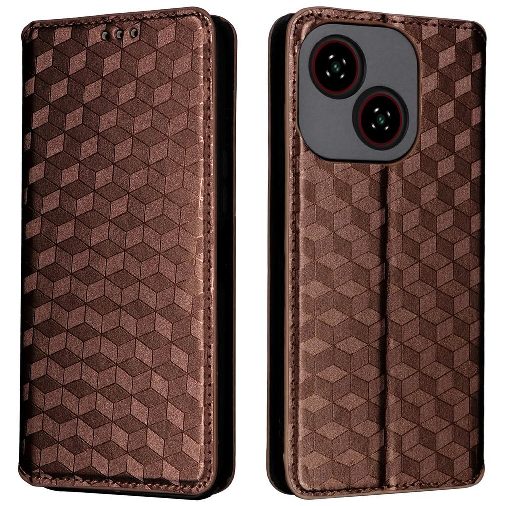 For ZTE Blade A35e (Z2466) Case Wallet Rhombus Imprinted Leather Phone Cover