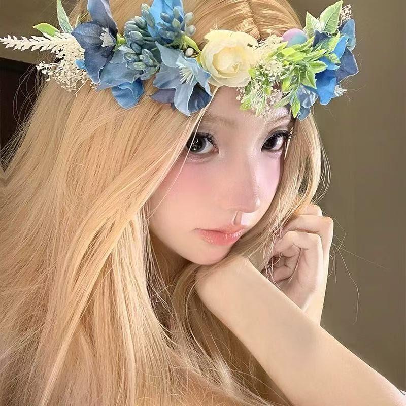 Flower Garland Headdress, Princess Forest Hair Headband, Flower Girl Dress, Wedding Headdress, High Beauty Headband, Hair Accessory