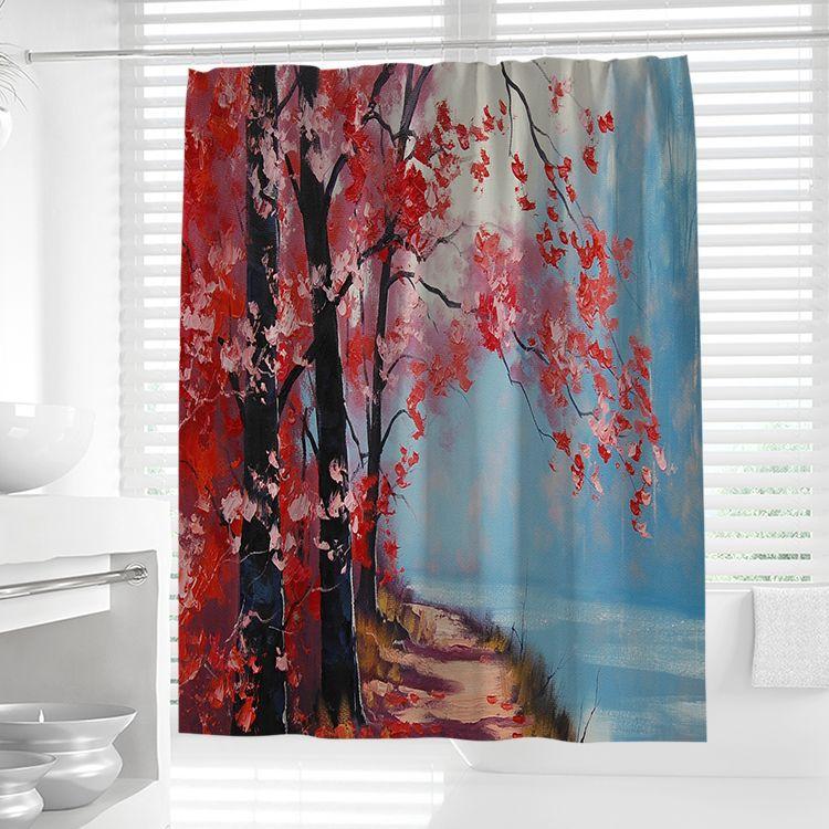 JINRUN Bathroom Thickened Waterproof Curtain Mildew Proof Shower Curtain Shower Partition Curtain Shower Curtain Bathroom Curtain Free Perforation