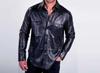 Men's Leather Shirt Handmade Stylish BLACK Real Lambskin Casual Biker Motorcycle