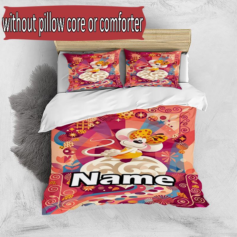 3pcs Duvet Cover Set (1*Duvet Cover + 2*Pillowcase, Without Core), Custom Name Diddl Pattern Bedding Set, Home Bedroom Decor Gift