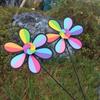 Outdoor Rainbow Six Color Windmill With Black Edge Stake Standing Lawn Flower Pinwheel Outdoor Party Garden Yard Picnic Decor
