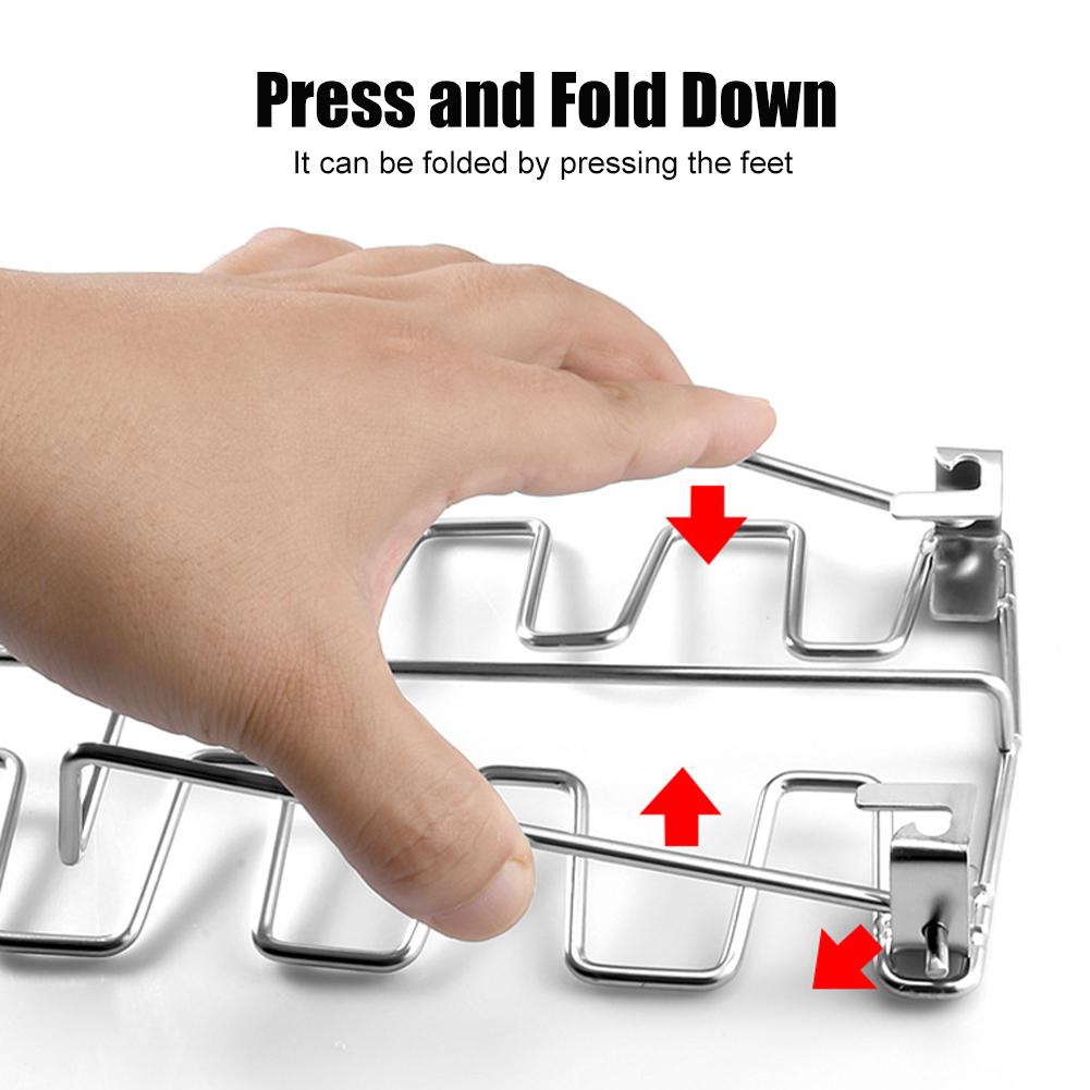 Гриль для куриных ножек, крылышек, говядины, складной держатель для ножек из нержавеющей стали, подставка для духовки с поддоном для сбора жира