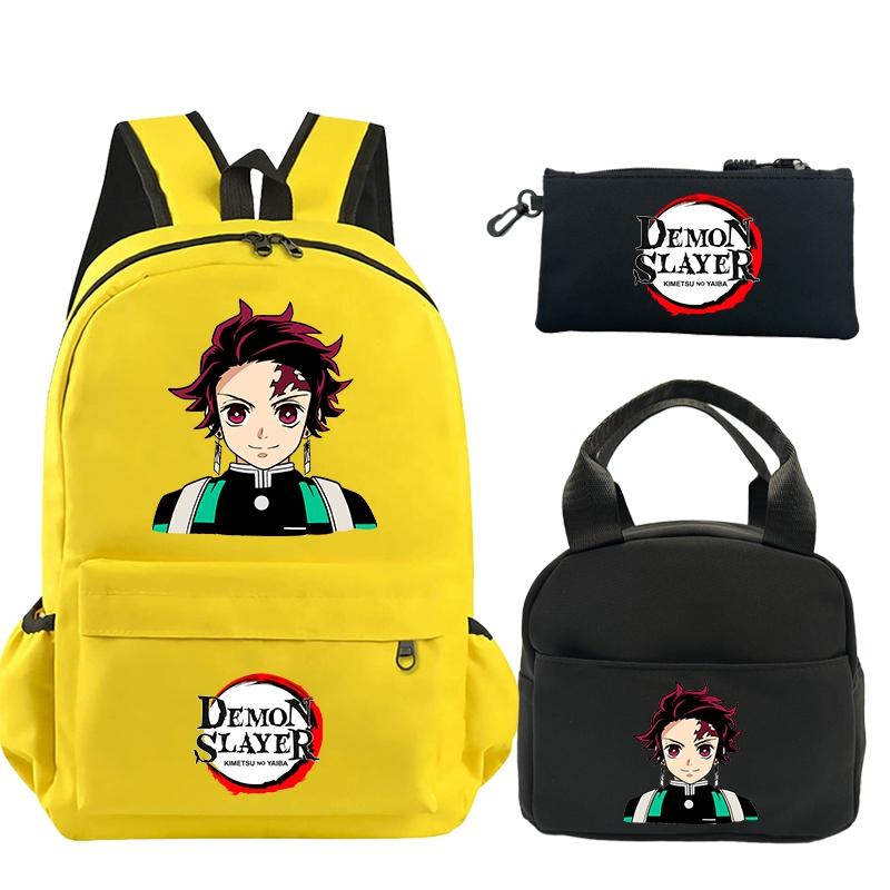 3 шт./компл. рюкзак «Убийца Демонов» с принтом, сумка для обеда, пенал для подростков, детский школьный рюкзак для девочек и мальчиков