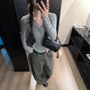 Серый Шикарный Утягивающий Кардиган с Капюшоном для Женщин - Модный Топ с Длинным Рукавом Осень/Зима