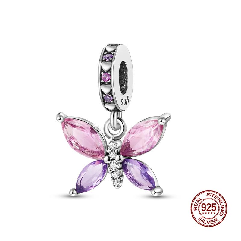 925 Silver Butterfly Dragonfly Charms Beads for 3mm Bracelet Necklace DIY Women Fine Jewelry Gift