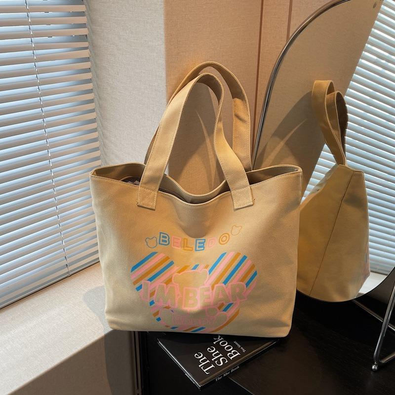 Вместительная сумка-тоут, универсальная мультяшная на плечо, сумка для поездок на работу, женская летняя новая повседневная холщовая сумка