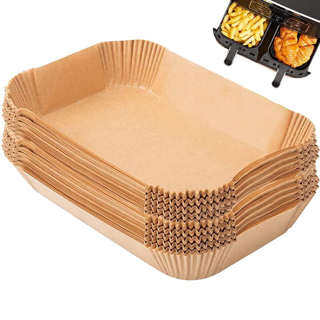 100Pcs Rectangle Disposable Airfryer Baking Paper Liner Waterproof Oilproof Non-Stick Baking Mat for Ninja Foodi Air Fryer Accessories