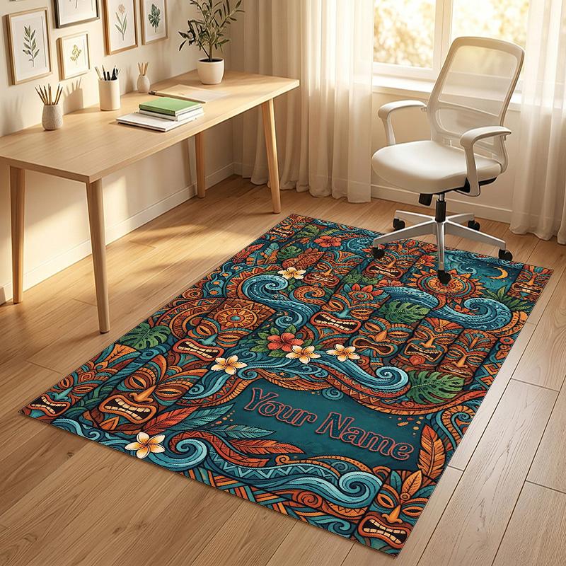 Floral Garden Theme Crystal Velvet Rug Personalized Custom Name Text Soft Floor Mat Home Decor