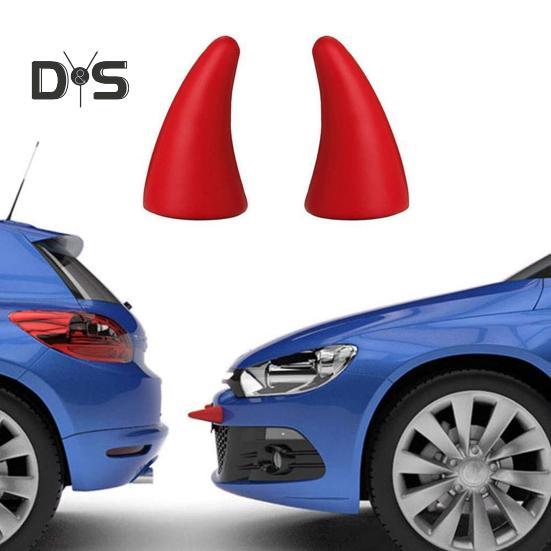 1 Pair Car Devil Horn Sticker 3D Automotive Roof Decoration Front Rear Bumper Guard Anti Collision Protector Waterproof Sunproof Universal Vehicle