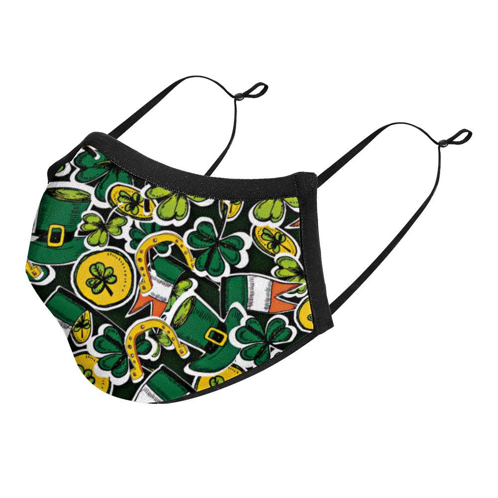 Irish Festival Shamrock Print Sun Protection Breathable Face Mask - Adult Double Layer