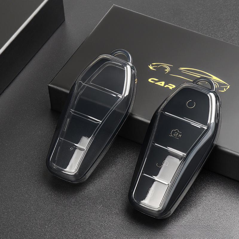 Новый мягкий прозрачный ТПУ чехол для ключа автомобиля BYD Atto 3 Han EV Dolphin 4 кнопки Пульт дистанционного управления Защитная крышка Автоаксессуары