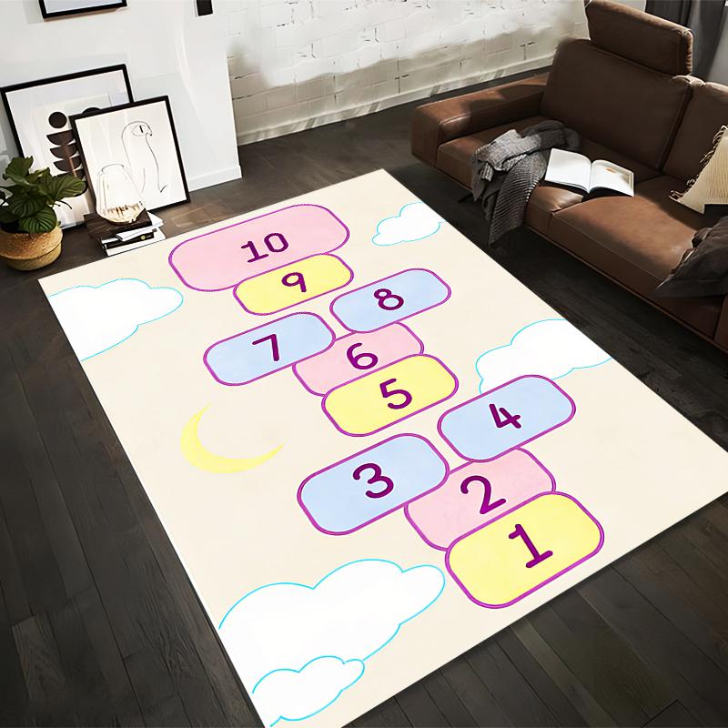 Colorful Hopscotch Game Design Rug Non-slip rug suitable for living room and bedroom sofas.