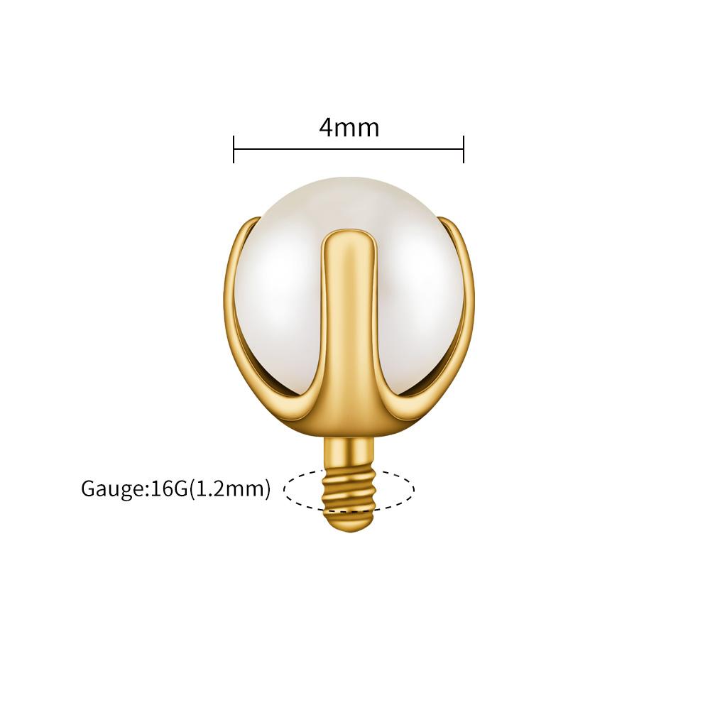 Right Grand ASTM F136 Titanium Internally Threaded White Pearl Top End for 14G 16G Labret Lip Stud Nipple Piercing Body Jewelry