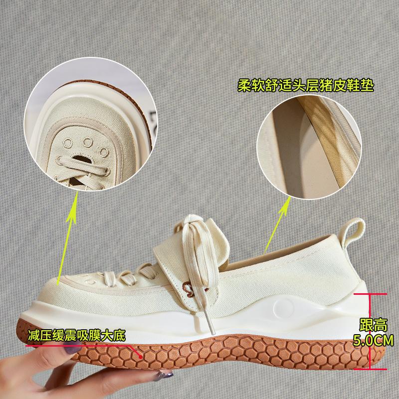 Film-soled Canvas Shoes 2025 Summer New Women's Shoes Versatile Casual Shoes Platform Fashion Velcro Women's Shoes