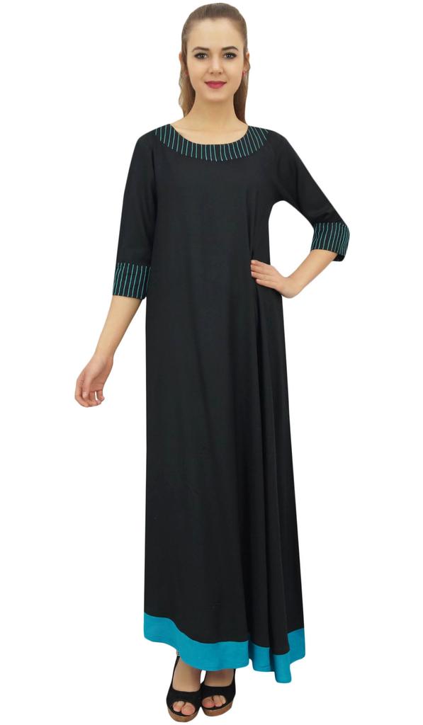 Bimba Designer Rayon Blouse Kurta Indian Women Black Kurti Dress With Scarf -