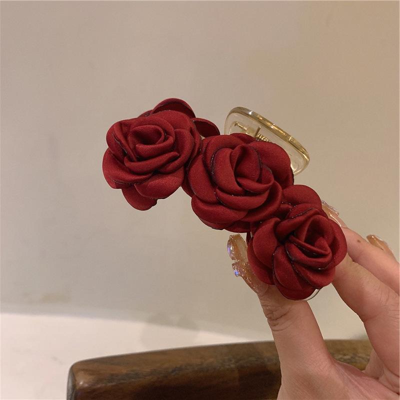 Stunning Camellia Red Hairpin: Plush High-End Autumn/Winter Headdress